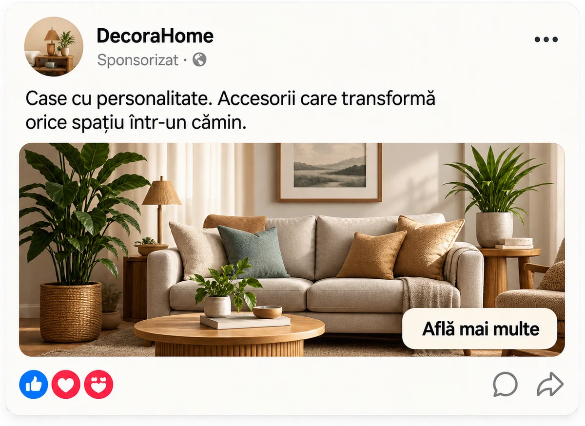 Concept demonstrativ de reclamă Meta pentru amenajări interioare